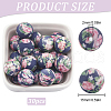 SUNNYCLUE 30pcs Round with Flower Pattern Silicone Focal Beads SIL-SC0002-03D-2