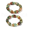 Natural Peacock Agate Bead Stretch Bracelets G-P570-01J-4