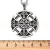 304 Stainless Steel Black Enamel Viking Kont Cross Pendant Necklaces NJEW-H065-12P-3