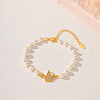 Fashionable Crown Brass Crystal Rhinestone & Imitation Pearl Braided Bead Bracelets for Women DV0214-7-1