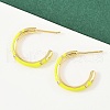C-Shaped Brass Enamel Stud Earrings EJEW-S277-11G-3