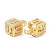 Alphabet Brass Micro Pave Clear Cubic Zirconia Pendants ZIRC-O045-01G-U-3