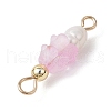 Frosted Flower Natural Cultured Freshwater Pearl & Acrylic Connector Charms PALLOY-JF03590-04-5