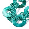 Spray Painted Disc Freshwater Shell & Acrylic Beaed Bib Necklaces NJEW-S427-02B-2
