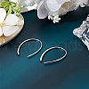 Beebeecraft 1 Pair Rhodium Plated 925 Sterling Silver Simple Oval Dangle Earrings for Women EJEW-BBC0001-36-4