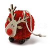 Christmas Themed Plush & Wood Deer Ball Pendant Decoration HJEW-E008-01B-1