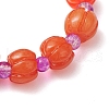 Halloween Pumpkin Resin & Glass Beaded Stretch Bracelets for Women Men BJEW-JB10850-3