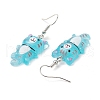 Iron Transparent Resin Cat Shape Dangle Earrings EJEW-JE06379-5
