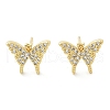 Brass Micro Pave Clear Cubic Zirconia Stud Earrings EJEW-A128-01G-2