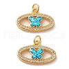 Brass Micro Pave Cubic Zirconia with Synthetic Opal Pendants KK-D096-11G-1