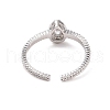 Clear Cubic Zirconia Teardrop Open Cuff Ring RJEW-B028-07P-3