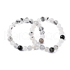 Natural Tourmalinated Quartz Round Beaded Stretch Bracelets for Men Women BJEW-G743-01C-4