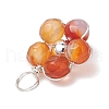 Natural Amazonite & Apatite & Rose Quartz & Amethyst & Red Agate Faceted Round Beaded Pendants PALLOY-JF03606-02-5