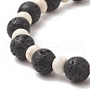 Dyed Synthetic Turquoise(Dyed) Tortoise & Natural Lava Rock Beaded Stretch Bracelet for Women BJEW-JB09229-02-3