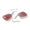 Natural Strawberry Quartz  Trapezoid Dangle Earrings EJEW-D188-02P-10-3