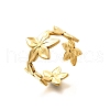 Flower 201 Stainless Steel Open Cuff Ring for Women RJEW-A053-02F-G-2