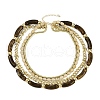 Resin Curved Tube & Plastic & Alloy Twisted Chain 3 Layer Necklaces NJEW-Q038-02G-3