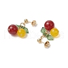 Cherry Natural Mixed Stone Dangle Stud Earrings EJEW-TA00627-5