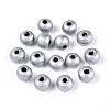 Spray Painted Round Natural Schima Wood Beads WOOD-A018-6mm-02-1