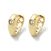 Heart Brass Micro Pave Clear Cubic Zirconia Hoop Earrings EJEW-D311-138G-4