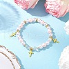 Alloy Pendants with ABS Plastic Imitation Pearl Beads and K9 Glass and Brass Grade A Rhinestone Spacer Beads and Flat Elastic Crystal String Bracelets BJEW-JB11778-03-1