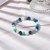 Natural Amazonite & Lapis Lazuli & Moonstone Stretch Bracelet BJEW-JB08428-2