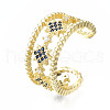 Cubic Zirconia Star Open Cuff Ring RJEW-N037-006B-3