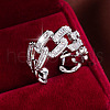 Brass Micro Pave Cubic Zirconia Open Cuff Rings FS-WG511CD-02-1