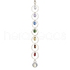 Colorful Glass Octagon Beads & Brass Rings Hanging Ornaments HJEW-JM02145-1