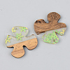 Transparent Resin & Walnut Wood Pendants RESI-S389-052B-D01-2