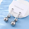 304 Stainless Steel Round Dangle Stud Earrings EJEW-Z098-31P-3