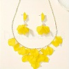 Petal Resin Charm & Alloy Pendant Necklaces & Stud Dangle Earring Sets FS-WG0777B-02-1