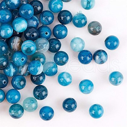 Olycraft Natural Striped Agate/Banded Agate Beads Strands G-OC0001-16-1