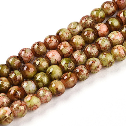 Baking Painted Glass Beads Strands DGLA-N003-6mm-B11-1