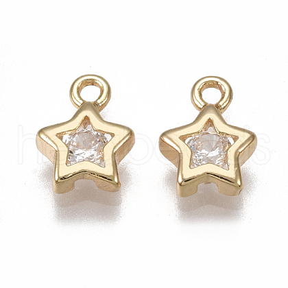 Brass Cubic Zirconia Charms KK-T038-356G-1