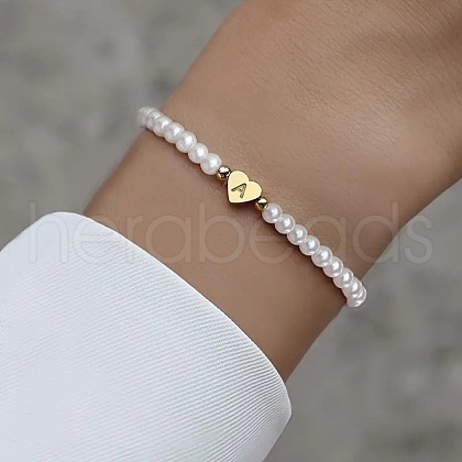 Alloy Plastic Pearl Round Beaded Stretch Bracelets WG94154-19-1