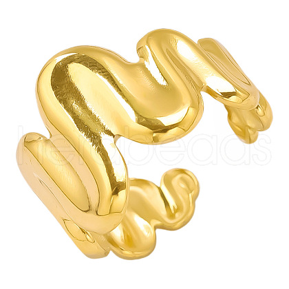 Irregular Wave Stainless Steel Cuff Ring for Women EK1772-2-1