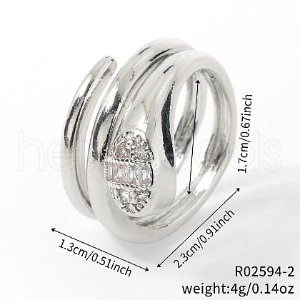 Brass Micro Pave Cubic Zirconia Finger Rings AL1275-2-1