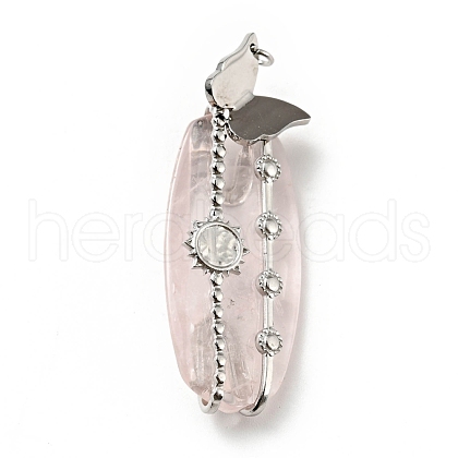 Natural Rose Quartz Pendants G-D473-09P-1