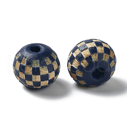 Wood Laser Engraved Tartan Beads WOOD-I011-01A-06-1