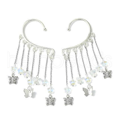 Brass Star & Glass Star Tassel Earrings EJEW-JE06002-1