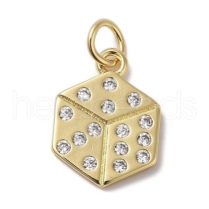 Rack Plating Brass Micro Pave Clear Cubic Zirconia Pendants KK-B092-32G-1