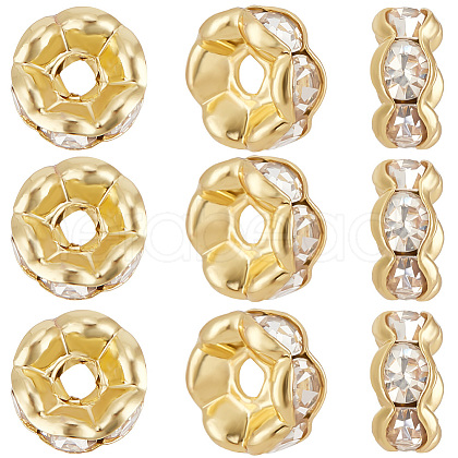 Beebeecraft 100Pcs Rack Plating Brass Rhinestone Spacer Beads KK-BBC0016-22G-1