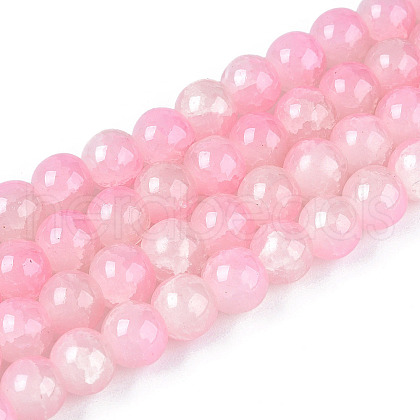 Crackle Baking Painted Imitation Jade Glass Beads Strands DGLA-YW0001-17B-1