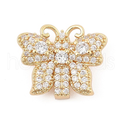 Brass Micro Pave Clear Cubic Zirconia Slide Charms ZIRC-I068-32G-1