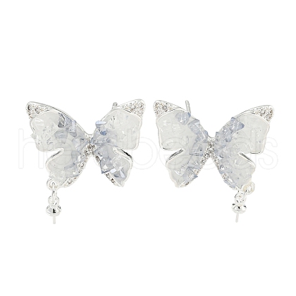 Brass with Enamel with Cubic Zirconia with Crystal Stud Earring with 925 Sterling Silver Pins KK-Q820-06S-1