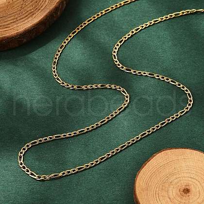 Ion Plating(IP) 304 Stainless Steel Figaro Chain Necklaces STAS-K168-02G-1