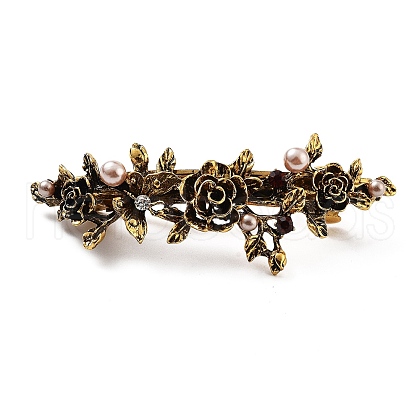 Flower Alloy Rhinestone Hair Barrettes PHAR-S604-01AG-04-1