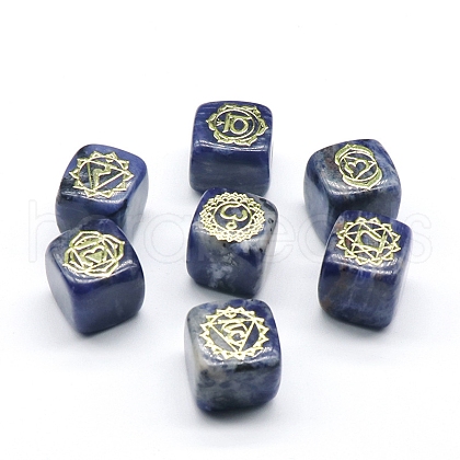 Natural Sodalite 7 Chakra Healing Stone Set G-PW0004-18G-1