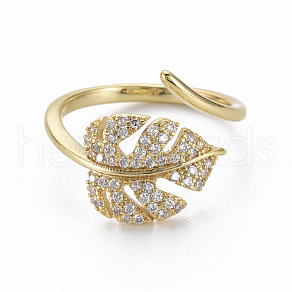 Brass Micro Pave Clear Cubic Zirconia Cuff Rings RJEW-Q164-014-NF-1